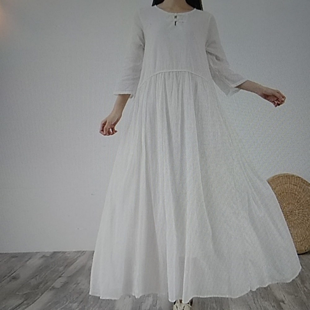 Cotton Dress Tunic 3/4 sleeves